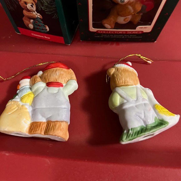 Hallmark Keepsake Vintage Christmas Ornaments Cinnamon Bear Porcelain Lot - Picture 4 of 7